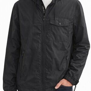 Calvin Klein Men’s Jacket Black XL Hooded Lightweight Windbreaker Full Zip
